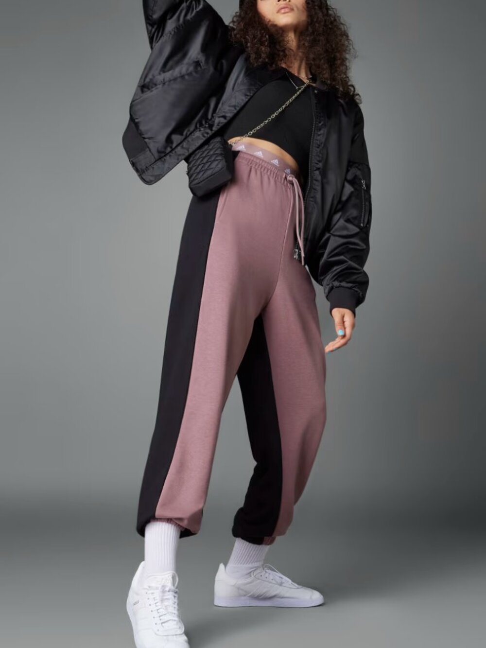 adidas Hyperglam French Terry Jogger Pants Oxide Black Medium NWT HZ9670
